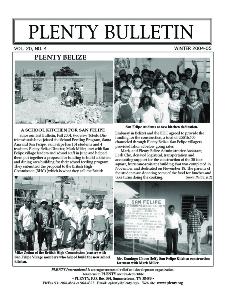 Celena McIntyre, Chuck Haren, Domingo Choco, Karen Flaherty, Leah Cho, Marcy Bowers, Mark Miller, Ryan Burgess, Sizwe Herring, Wendy Hagler, 2004, Guatemala, Mexico, Nicaragua, San Felipe, Tennessee, CAFSI, Clean Water, Community Gardens, Food Security, Kids to the Country, Plenty Belize, Rural Education, Rural Health, Soy Dairy, Soy Technology