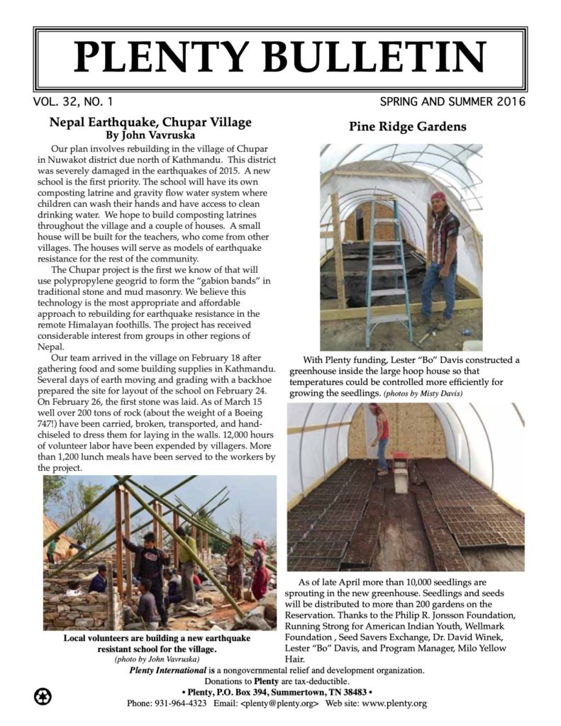 Biko Casini, Bo Davis, Florentina Choco, Ian Alsop, John Vavruska, Kathleen Rosemary, Lois Alsop, Maria Eberle, Mark Miller, Milo Yellow Hair, Misty Davis, Rick Katzenberg, Sizwe Herring, Tomas Heikkala, 2016, Belize, Nepal, Pine Ridge, Books To Kids, Community Gardens, Food Security, Karen's Soy Nutrition, Kids to the Country
