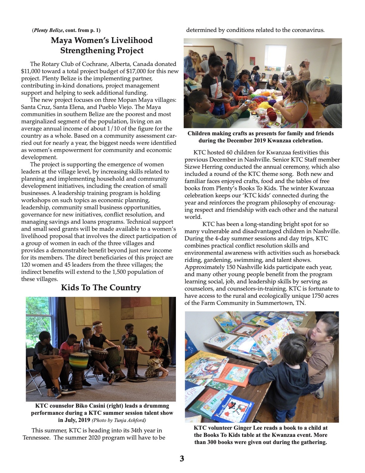 Bernice Davidson, Ginger Lee, Jim Selin, Mark Miller, Milo Yellow Hair, 2020, Belize, Guatemala, Louisiana, Pine Ridge, Tennessee, Books To Kids, Community Gardens, Karen's Soy Nutrition, Kids to the Country, Plenty Belize